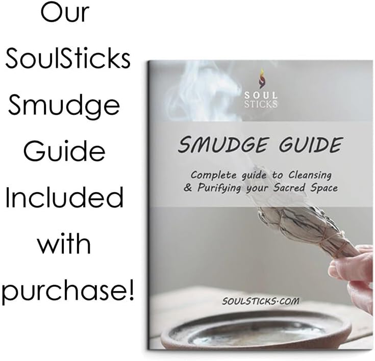 Soul Sticks Paquete de 3 barras de salvia blanca floral con flores para limpiar el hogar, meditación, yoga, curación y manchas, California de origen