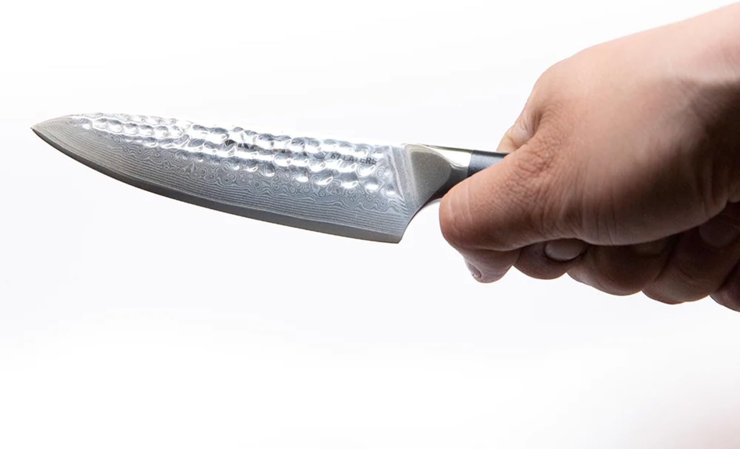 KANKA Cuchillo de chef profesional de acero de Damasco de 5 pulgadas, acabado martillado, 67 capas, mango de fibra de vidrio negro G10, cuchillo