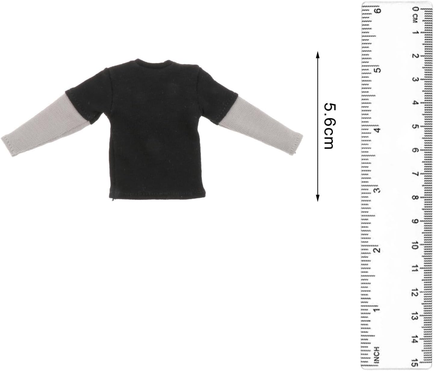 Camiseta de manga larga de 112, ropa de muñeca hecha a mano en miniatura para disfraz de modelo de muñeca de 6 pulgadas, color negro