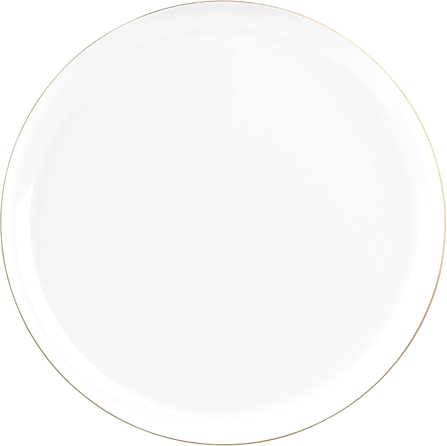 PLASTICPRO 30 unidades de 8.6 pulgadas Platos de fiesta de plástico blanco con borde dorado Colección Premium pesado elegante vajilla desechable
