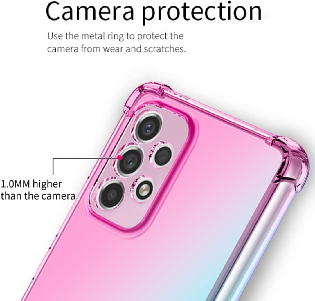 Osophter Funda para Samsung Galaxy A23 5G4G (rosa y verde azulado) con esquinas reforzadas transparentes y transparentes de poliuretano
