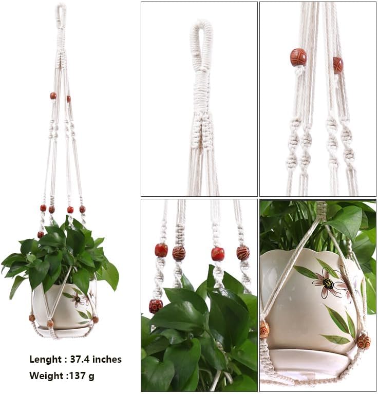 Paquete de 5 colgadores de plantas Bohemia para macetas colgantes con cuentas, maceta colgante de diferentes tamaños para interiores, cesta para