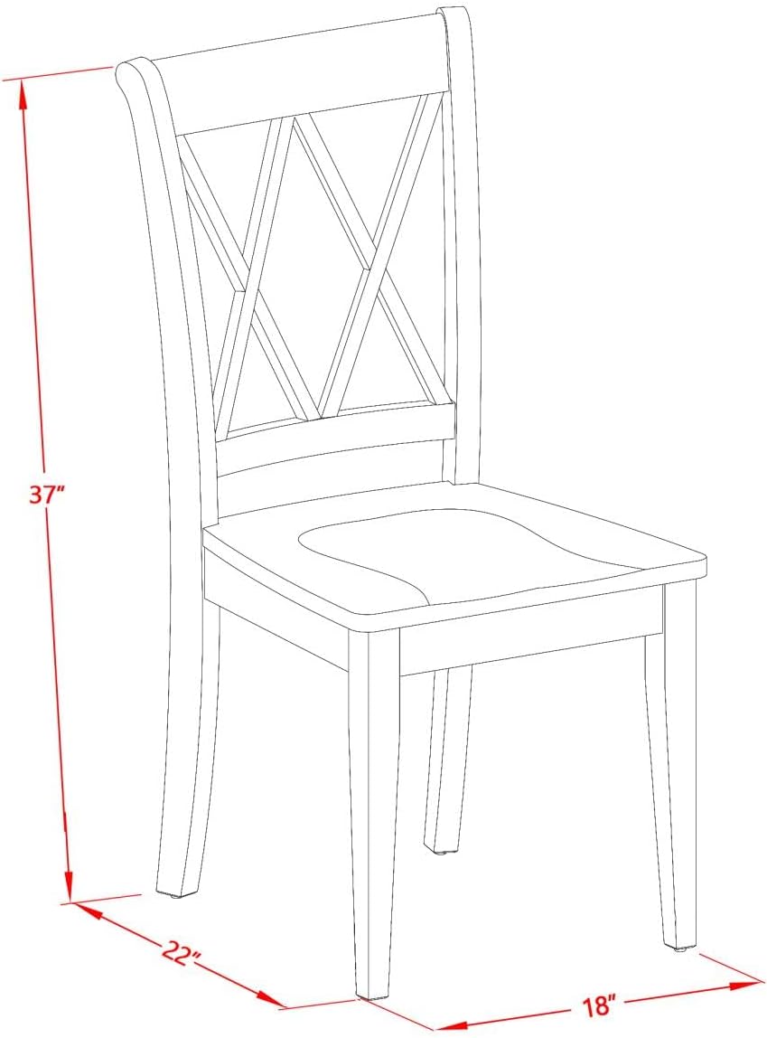 East West Furniture El juego de habitación Monza de 3 piezas contiene una mesa de cocina rectangular con gotas y 2 sillas de comedor, 36 x 54