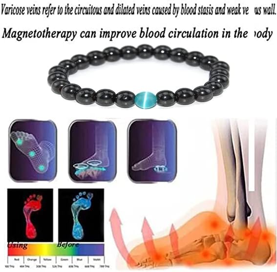 Tobillera de obsidiana negra antihinchazón para mujer, pulsera de obsidiana de drenaje linfático, pulsera magnética de obsidiana antiansiedad para