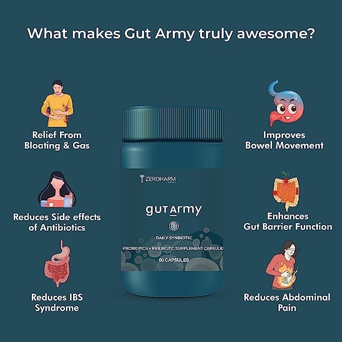 Suplemento de probióticos Gut Army para hombres y mujeres, 100 mil millones de UFC y 25 cepas, cápsula de salud intestinal para limpiador