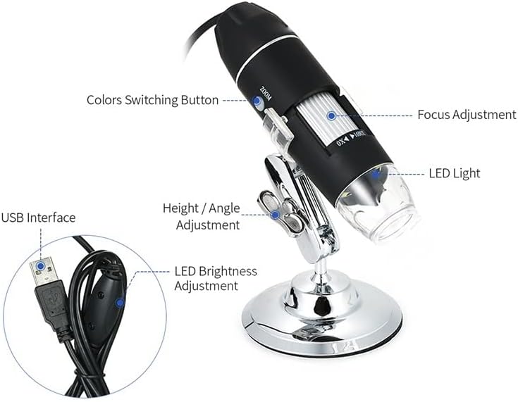 Handheld Digital Microscope Accessories Professional 1600X Digital USB Microscopio with OTG LED Light Magnifier with Stand Microscope Accessories