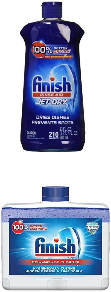 Finish Jet-Dry Rinse Aid, 23oz, Agente de enjuague para lavavajillas y agente de secado Limpiador de lavavajillas de doble acción Combate la grasa y