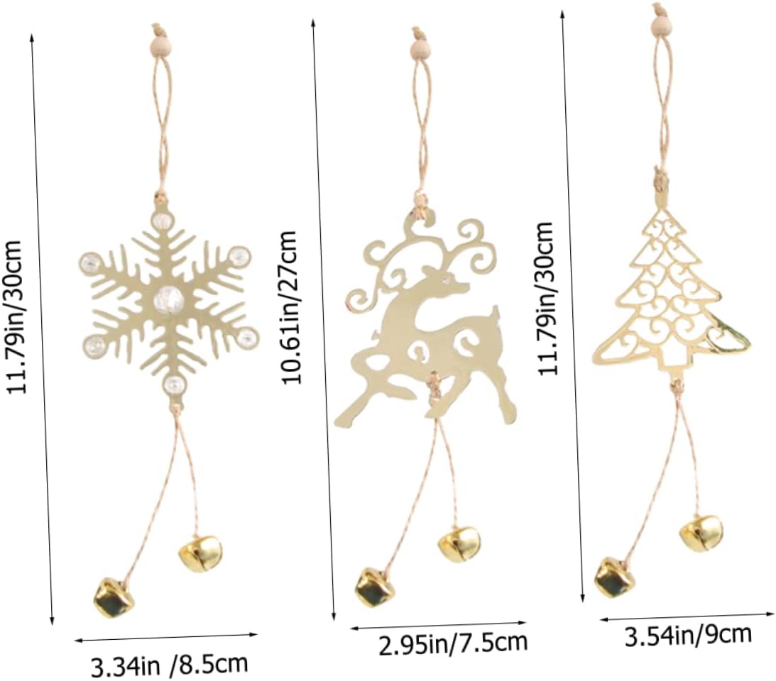 3 adornos de Navidad, adornos de metal, decoración de Navidad, decoración del hogar, árbol de Navidad, letrero colgante de deseo, adornos colgantes