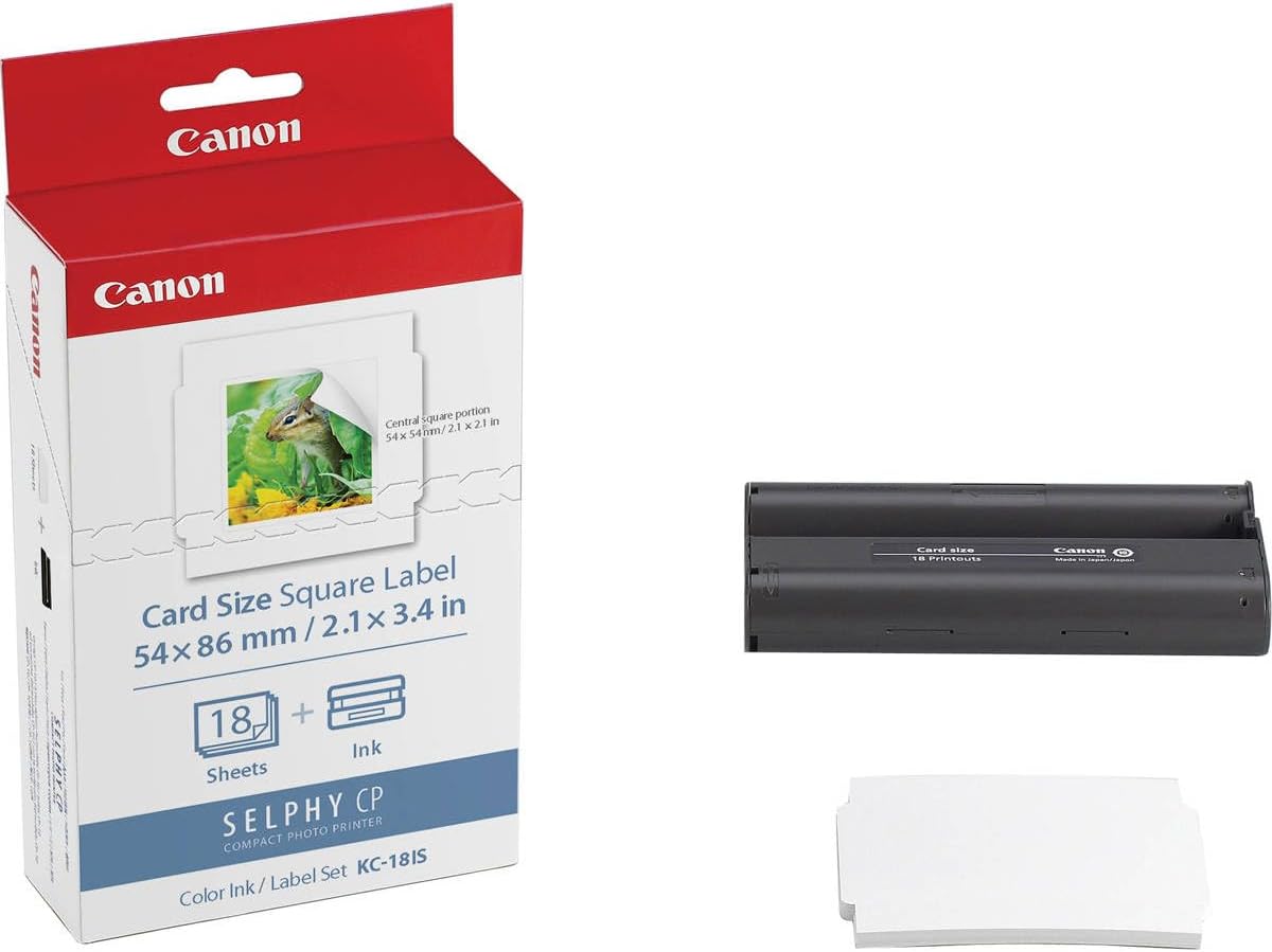 Canon KC-18IS – Juego de tinta y papel para impresora fotográfica SELPHY CP900CP910, 18 hojas, 2 unidades