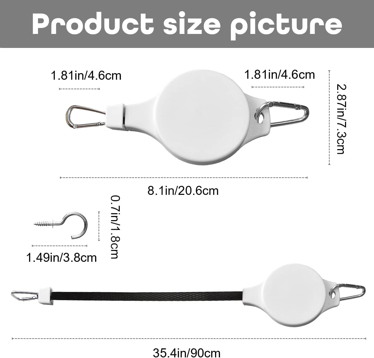 Paquete de 2 poleas retráctiles ajustables para colgar plantas colgantes, resistentes, para interiores y exteriores, para cestas de jardín, macetas
