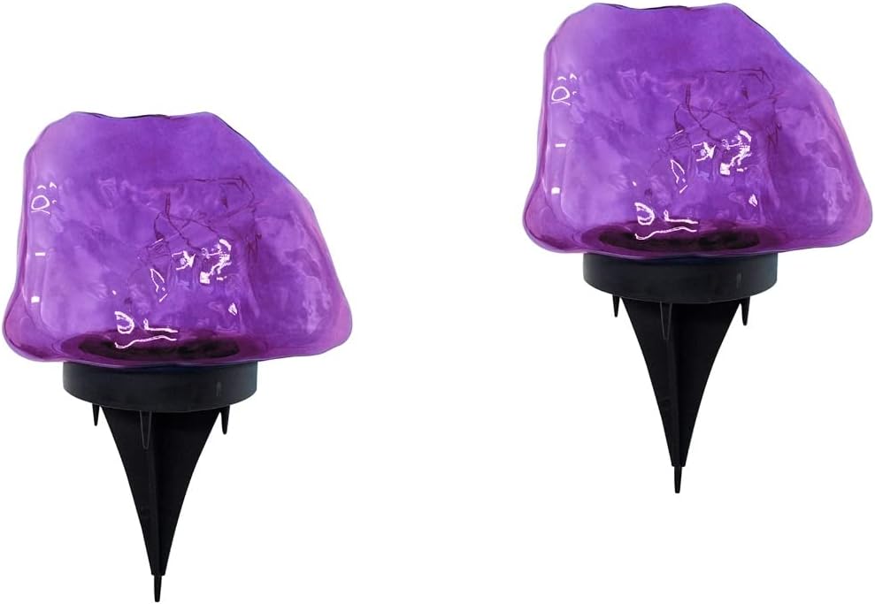 2 piezas de luz solar de piedra de jardín solar paisaje jardín tierra linterna luz patio decorativo LED cálido lámpara luces para camino, pasarela
