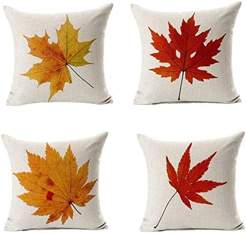 All Smiles Juego de 4 fundas de almohada decorativas de otoño de 20 x 20 pulgadas para el hogar, Acción de Gracias, otoño, decoración de cocina,