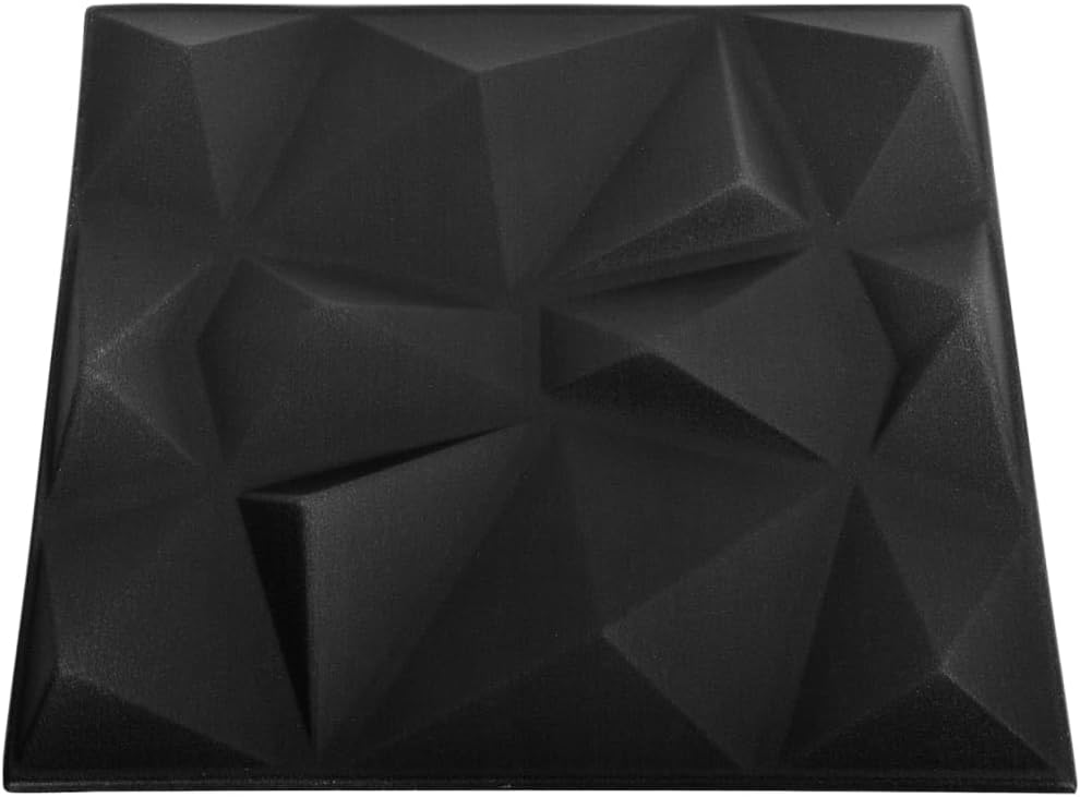 CHARMMA Paneles de pared 3D 24 piezas 19.7″x19.7″ Diamante Negro 64.6 ft-3503