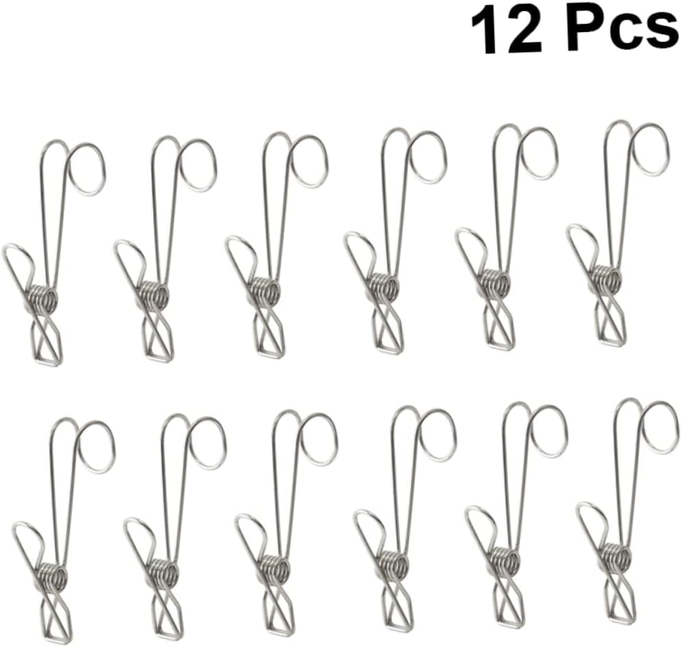 Cabilock 12 piezas de alta resistencia para ropa Pin de lavandería Ganchos de clip de acero para ropa Estante de toalla colgante Clip de alambre