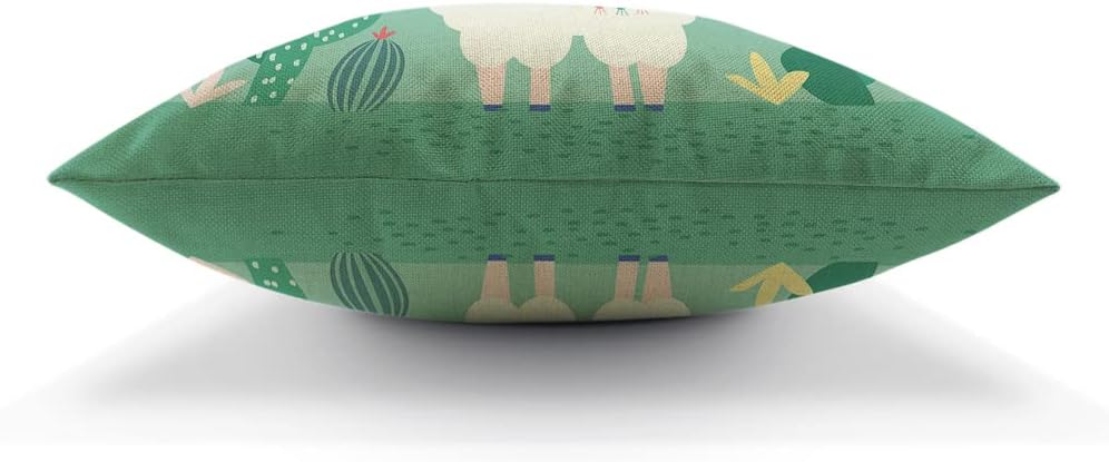 Beabes Fundas de almohada de 18 x 18 pulgadas, diseño de llamas de dibujos animados, llama, alpaca, cactus, floral, cómoda, funda de cojín de