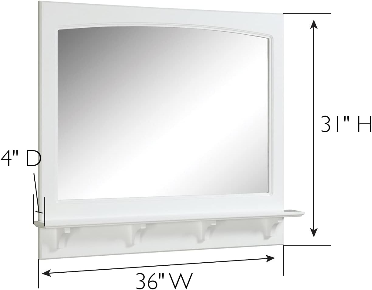 Design House 539940-WHT Concord – Estante rectangular de pared con marco de madera tradicional, para sala de estar, dormitorio, espejo de tocador de
