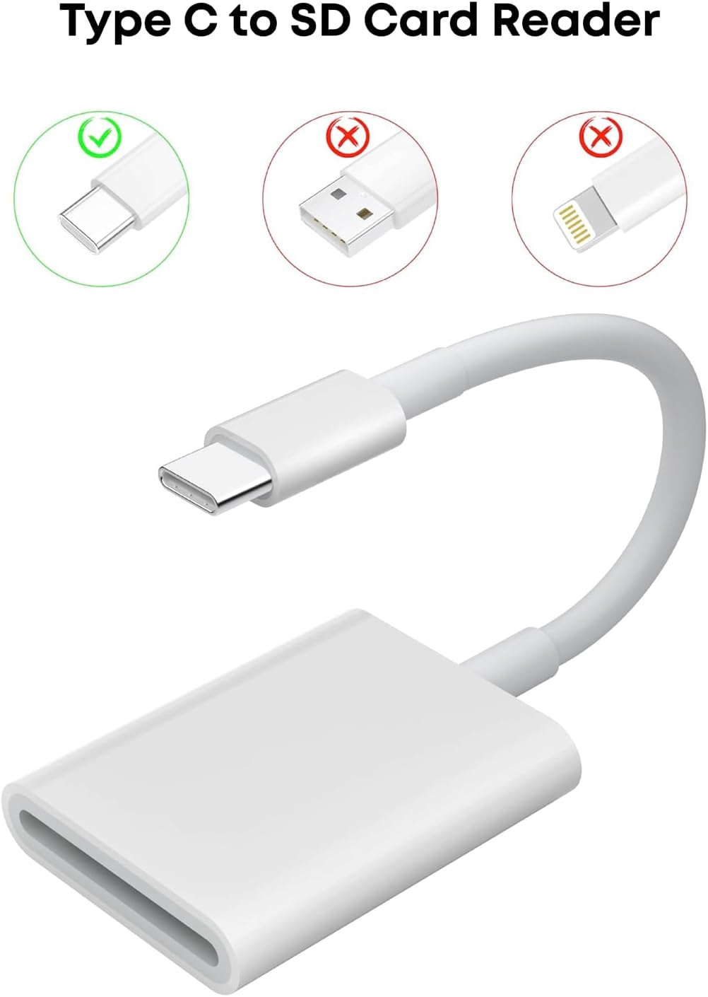 Lector de tarjetas SD USB C, lector de tarjetas USB C a SD para iPhone15 y superior, lector de tarjetas de memoria USB-C USB C a adaptador de