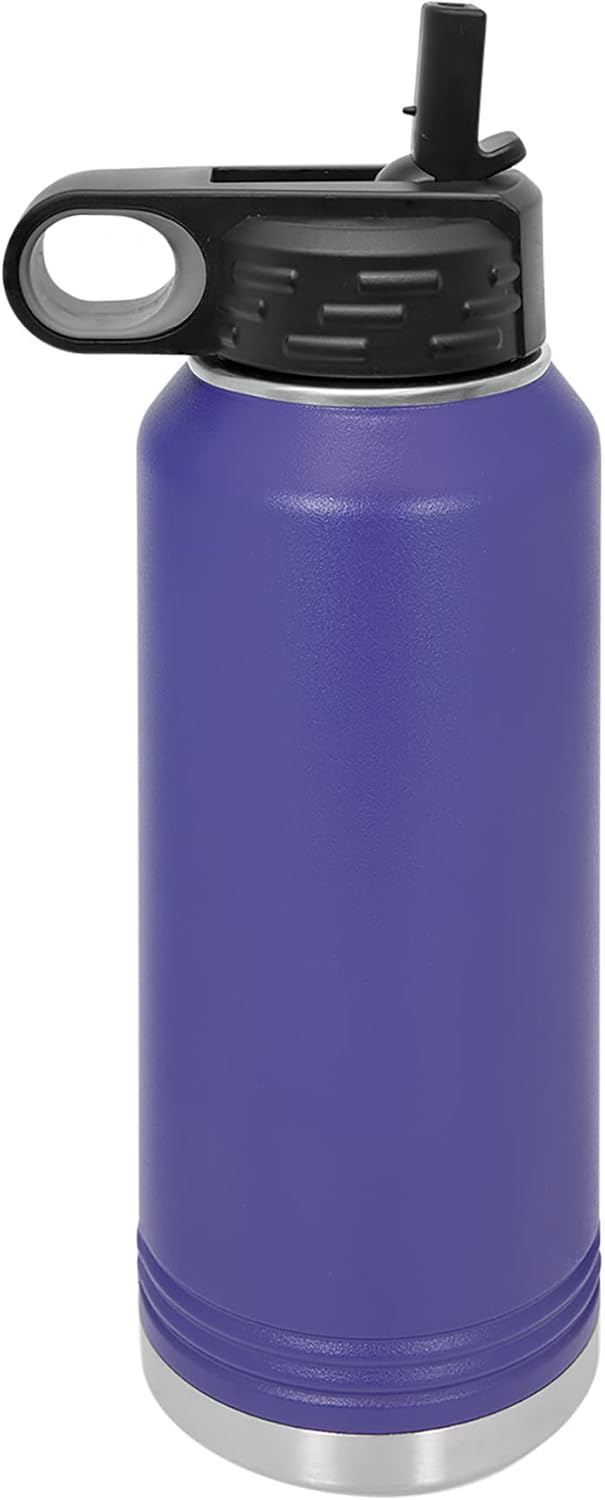 LaserGram Botella de agua de doble pared con tapa abatible de 40 onzas con pajilla, soporte de mano para gimnasta, grabado personalizado incluido