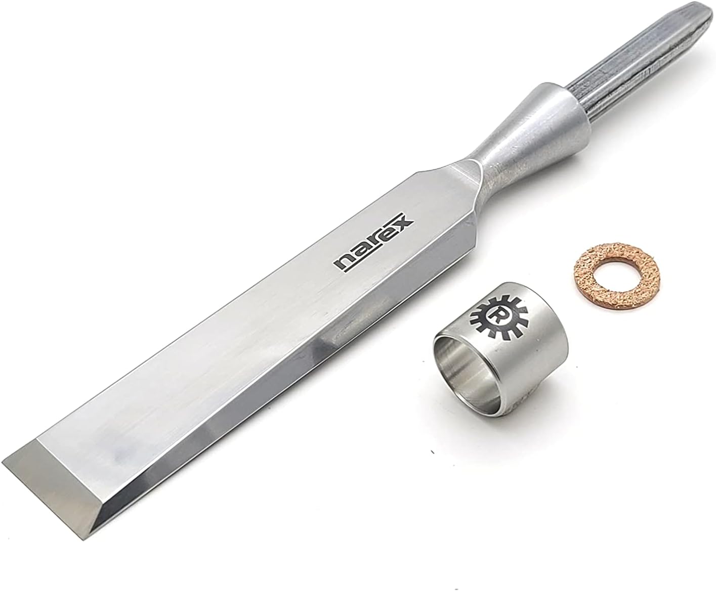Narex 815075 Richter Cincel de borde biselado extra sin manejar de 1 pulgada en blanco, acero Cr-V tratado criogénico endurecido a HRc 62, virolas