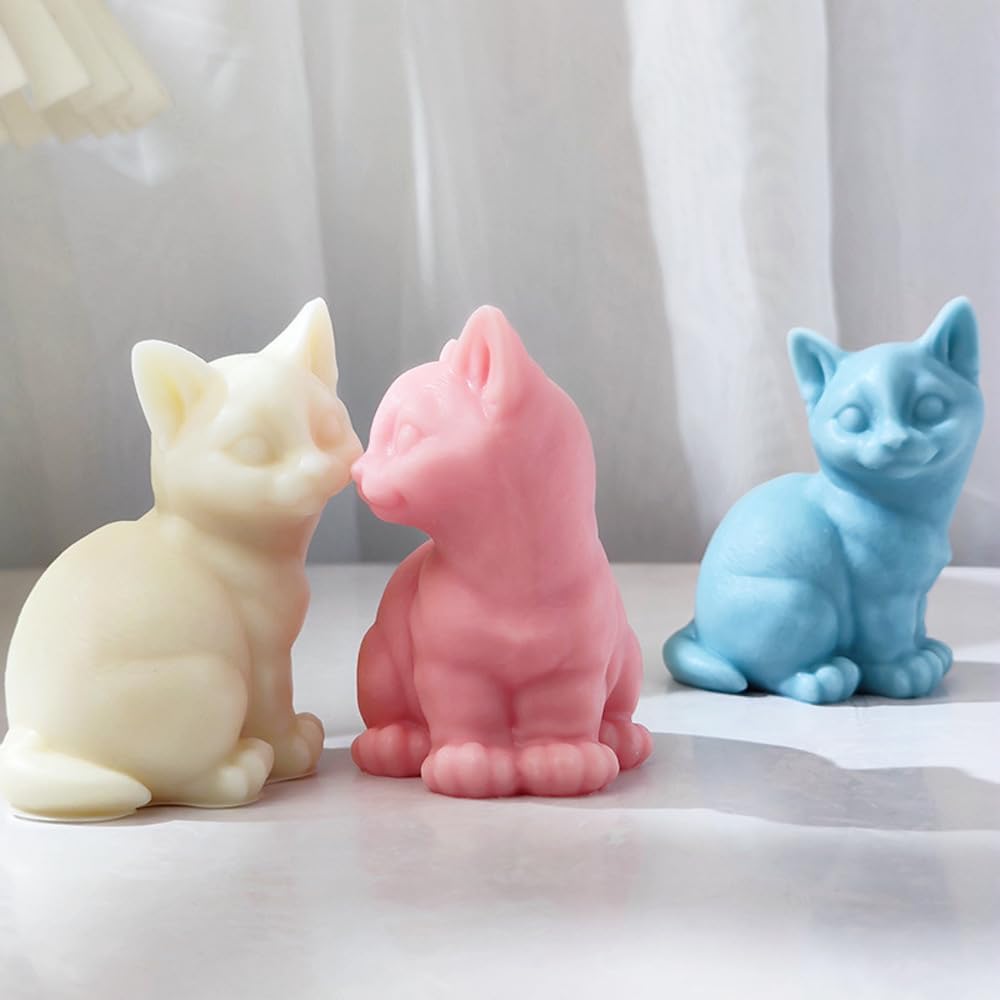 Lindo molde de silicona para velas de gato, para cera de jabón, resina epoxi, manualidades, cabeza torcida, gatitos, deshierbe, fiesta, cena, hogar,