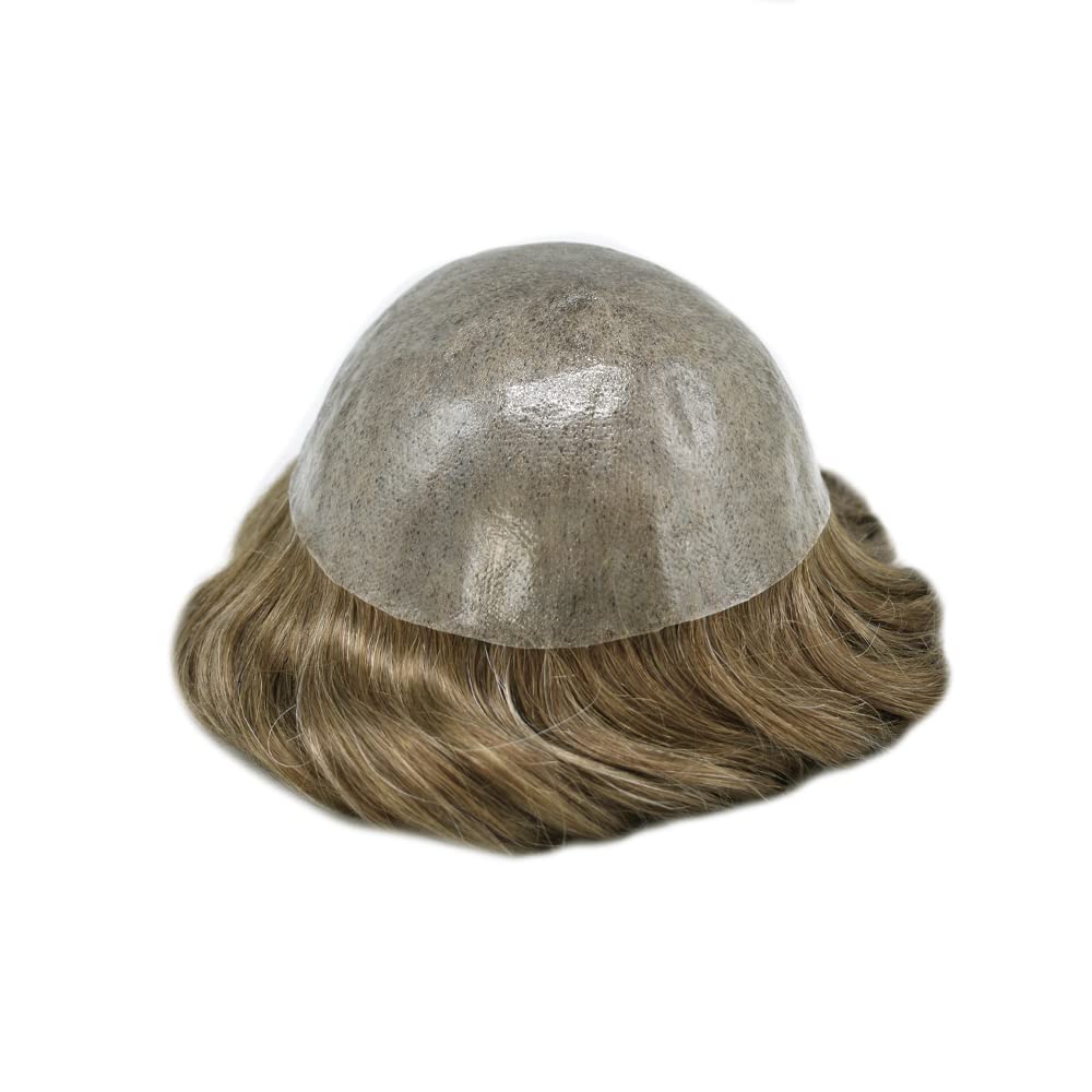 Toupee para hombres, pieza de cabello humano real, sistemas de reemplazo de cabello de polietileno completo para hombre, extensiones de pelo tipo