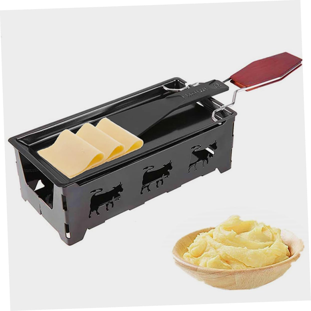 BESTOYARD 1 juego de parrilla de queso de acero al carbono bandeja de hornear Raclette parrilla de mesa para queso a la luz de las velas de queso