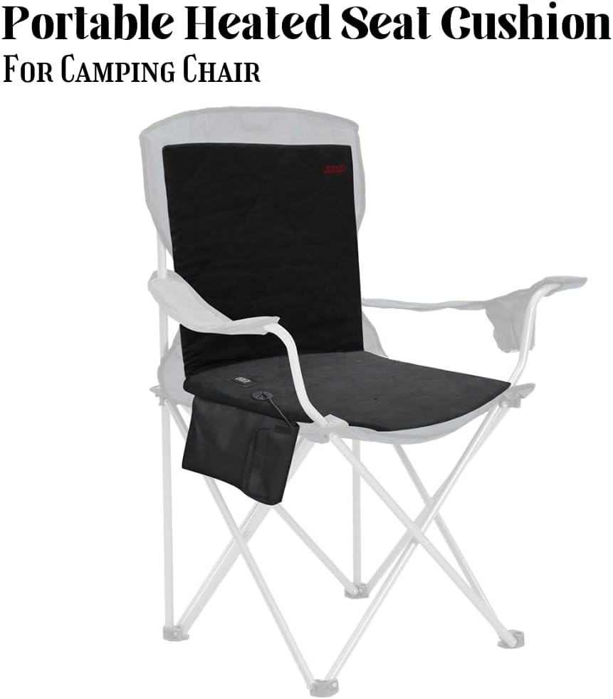 Cojín de asiento portátil con calefacción, sin banco de energía almohadilla plegable para silla de campamento con calefacción USB, cojín ajustable