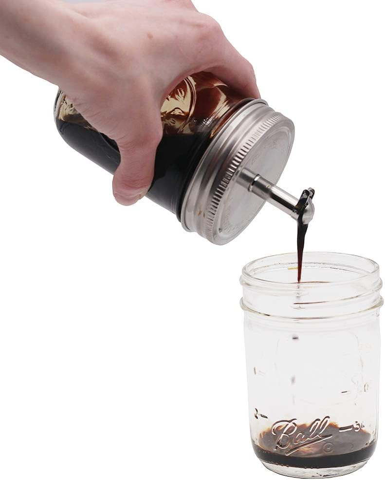 Mason Jar Lifestyle Paquete de 2 tapas de acero inoxidable de boca regular para verter aceite