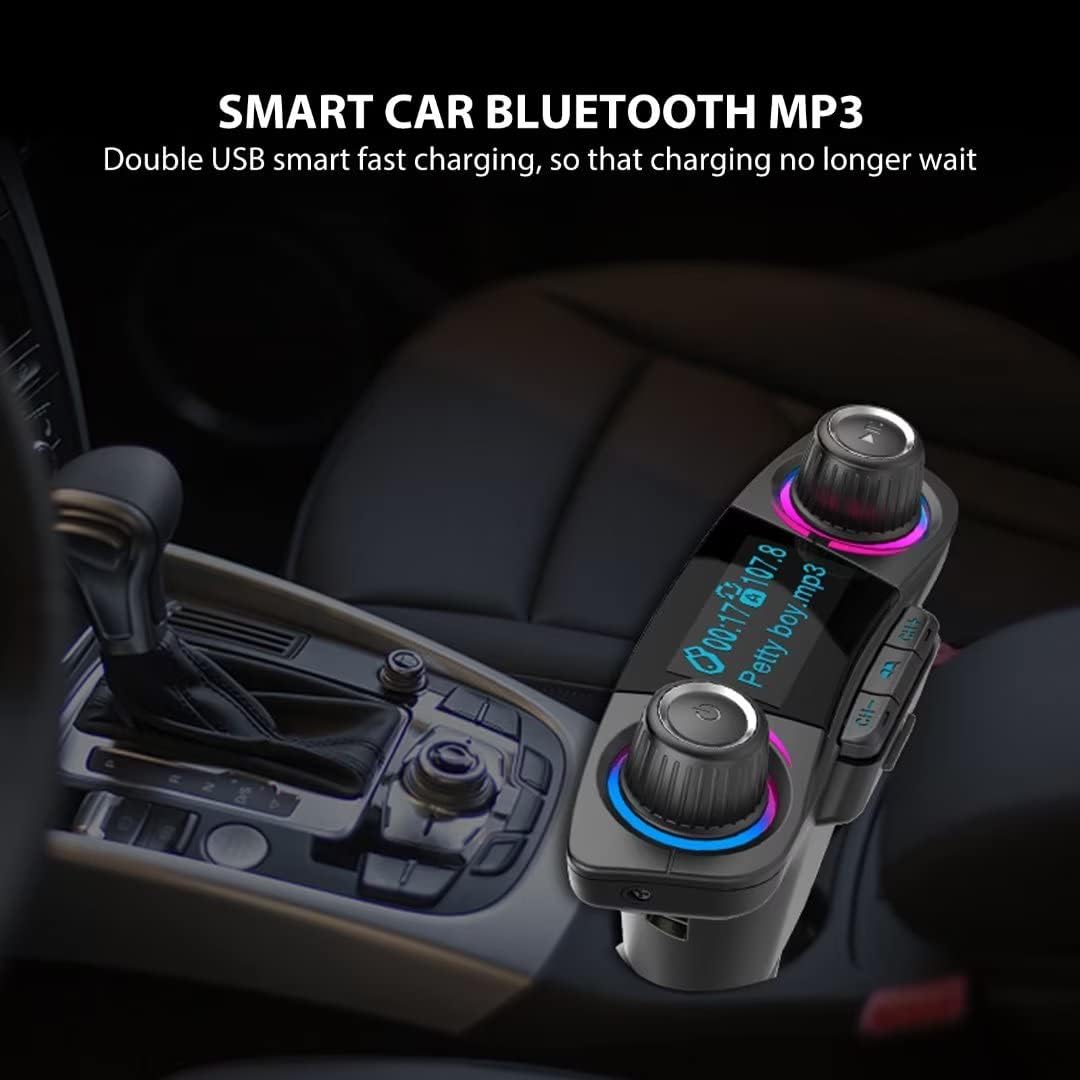 Bluetooth inalámbrico coche transmisor FM reproductor de MP3 manos libres kit adaptador de radio USB cargador soporte AUX puerto 5V 2.1A puerto USB