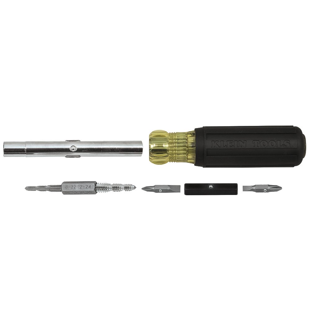 Klein Tools 32517 Destornillador multibroca con 6 tamaños de grifo comunes, 4 puntas de destornillador y 3 tamaños de destornillador de tuercas