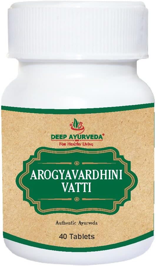DEEP AYURVEDA Arogyavardhini Vati  Reduce la obesidad, digestivo, beneficioso en la ampliación del hígado y el bazo  Paquete de 40 tabletas
