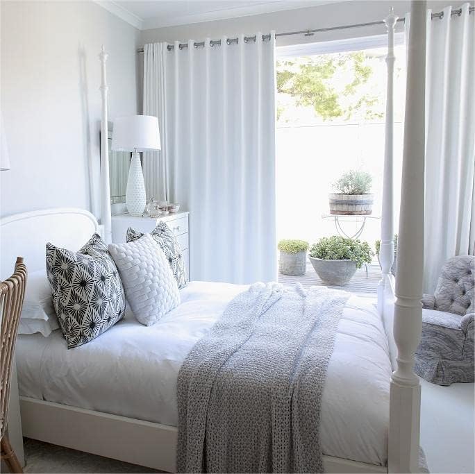 Jubilantex Cortinas opacas texturizadas de lino blanco puro de 63 pulgadas de largo para dormitorio, ventana pequeña, granja, ahorro de energía,
