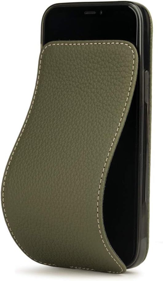 Marcel Robert – Funda de piel tipo cartera para iPhone 12 y 12 PRO – Modelo patentado – Ultra fina – Fabricada en Francia –  Verde