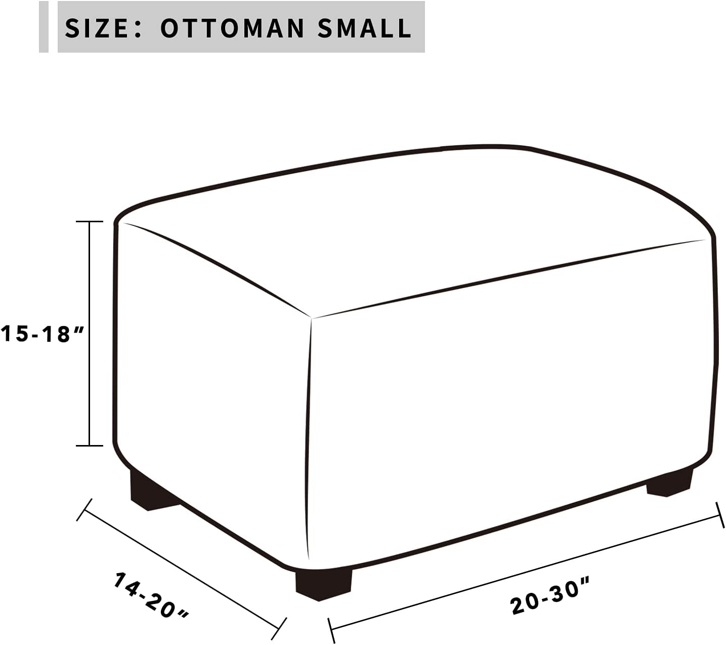 Easy-Going – Funda elástica para taburete otomano, funda protectora para muebles, funda rectangular con parte inferior elástica