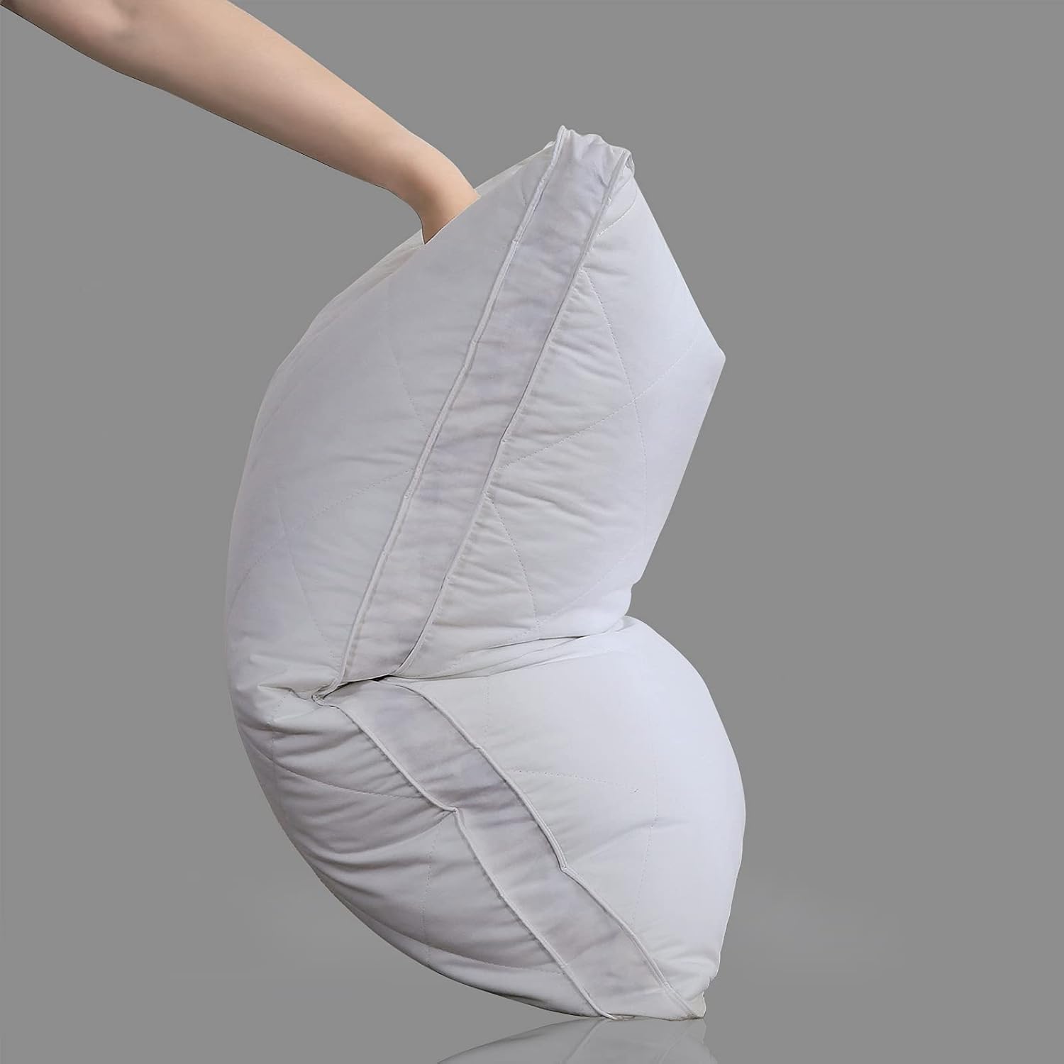 Paquete de 2 almohadas de plumas de ganso blanco. Funda de algodón egipcio de 600 hilos. Almohada de firmeza media, apoyo suave, tamaño king. Color