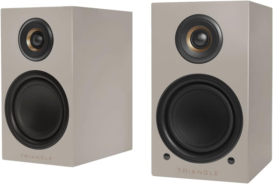 triangle LN01A Altavoces inalámbricos Bluetooth para estantería (gris lino, par)
