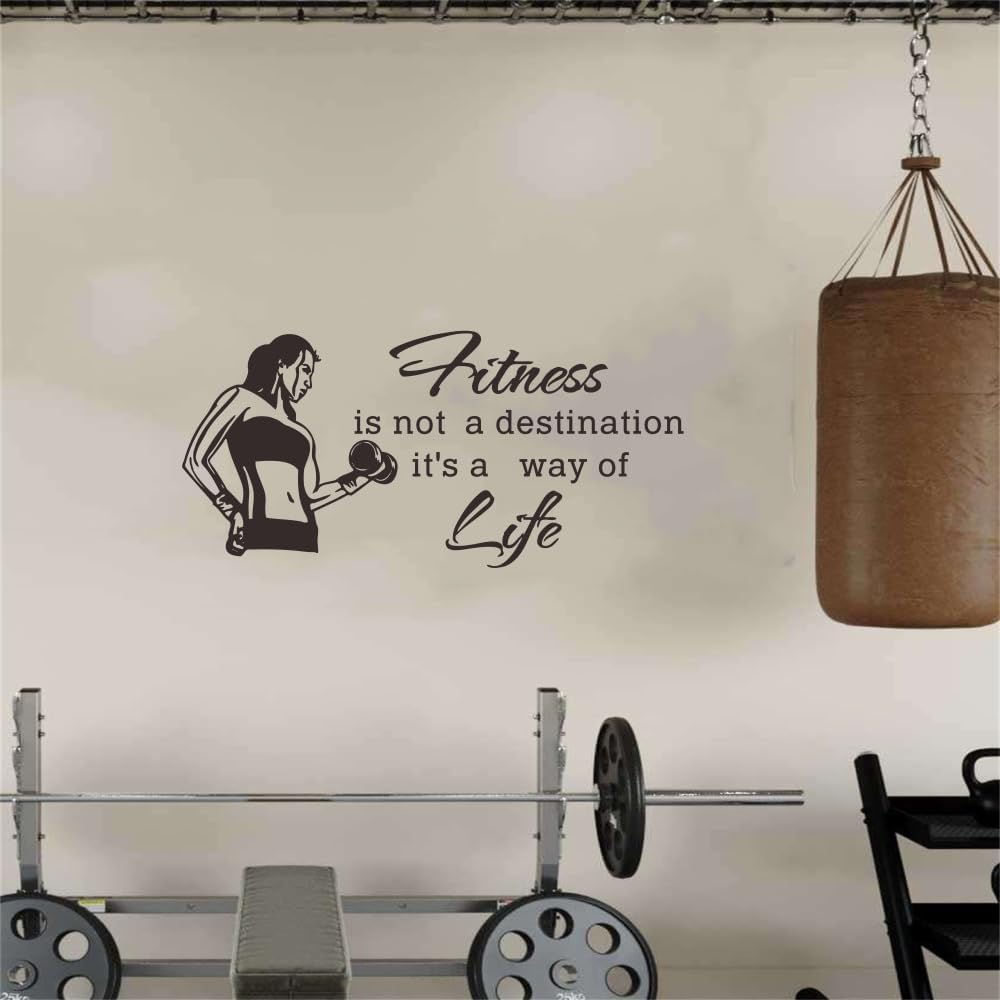 Calcomanía de pared de fitness, calcomanía de vinilo para levantamiento de pesas para mujer para gimnasio y decoración del hogar, diseño único