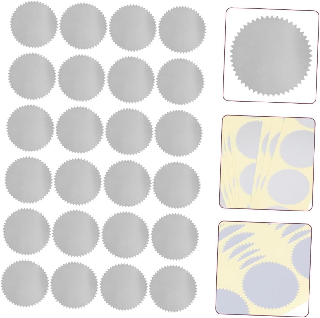 Ciieeo Pegatinas circulares 100 piezas de sellos en relieve de papel de aluminio festoneado redondo de colores adhesivos de puntos