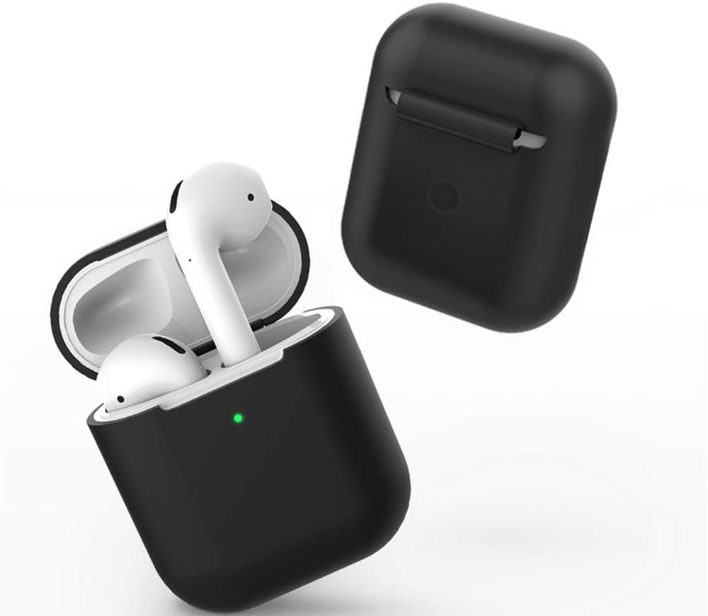 Funda protectora de silicona compatible con Apple Airpods 1 y AirPods 2 LED frontal visible (azul claro)