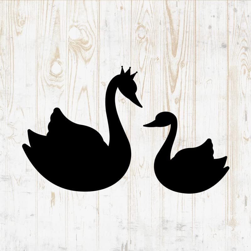 Calcomanías de cisne para despegar y pegar, calcomanías de vinilo para pared, color negro y blanco, elegante pareja, familia, romántica, silueta de