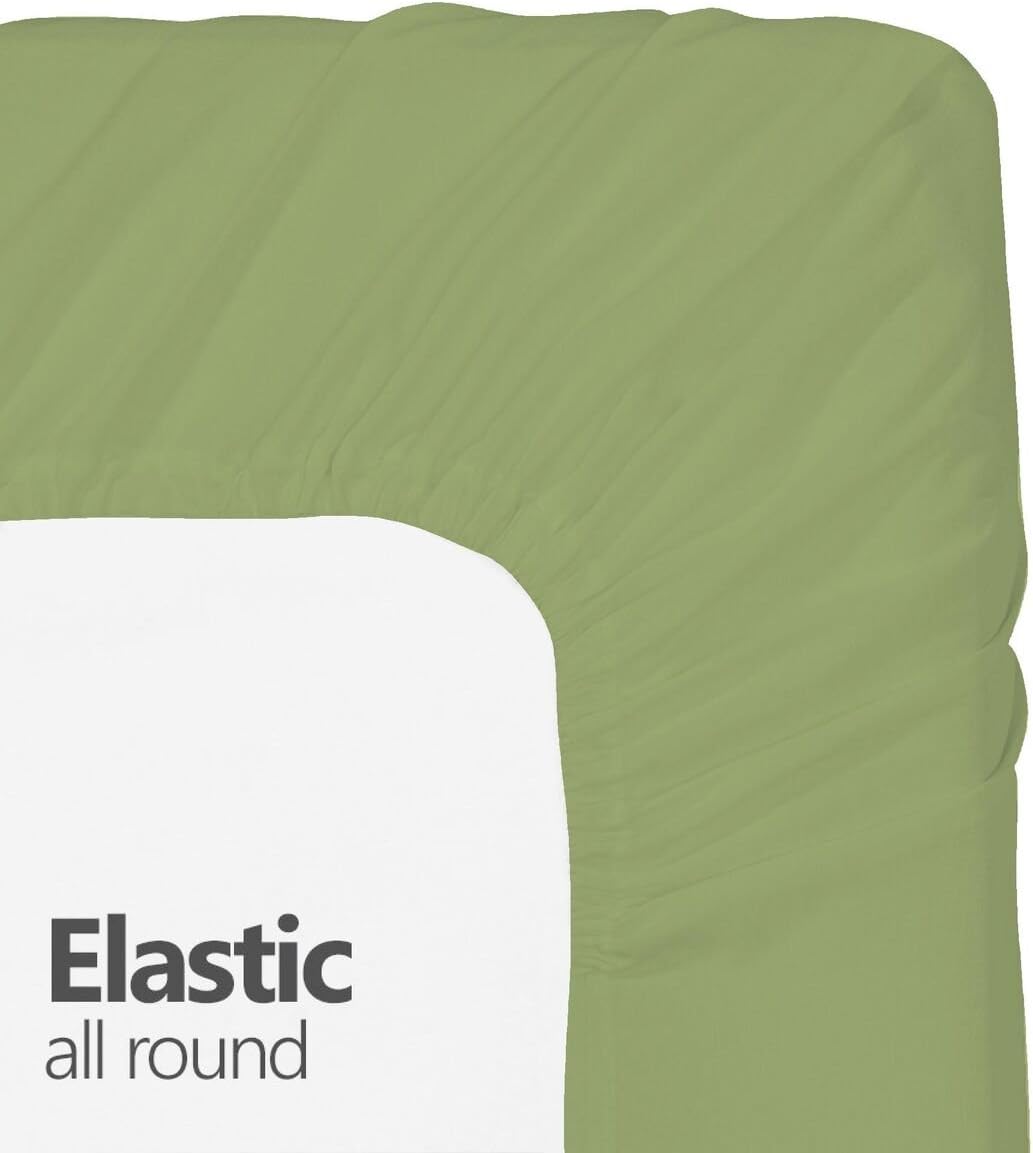 Crescent Sábana bajera ajustable de microfibra, suave y cómoda (individual XL, salvia)