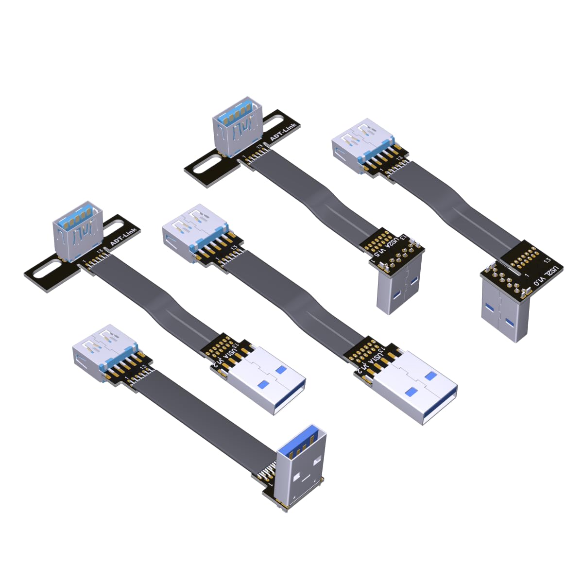 ADT-Link – Cable de extensión USB 3.0 tipo A macho a USB A hembra, 90 FPV, delgado, plano, suave, flexible, FPC (2.0 in, S1A-S5T)