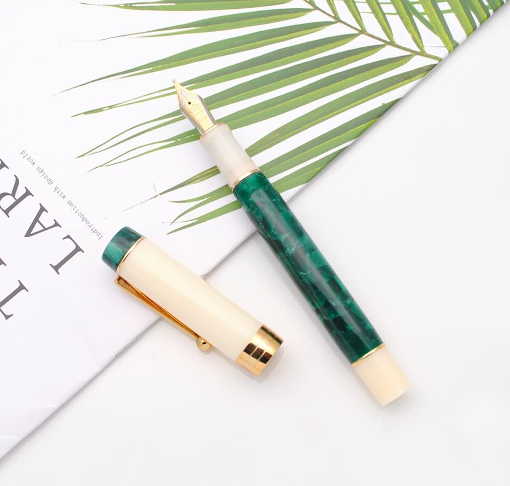 JINHAO 100 – Pluma estilográfica con convertidor de tinta (punta media 0.028 in, verde marino profundo-A)