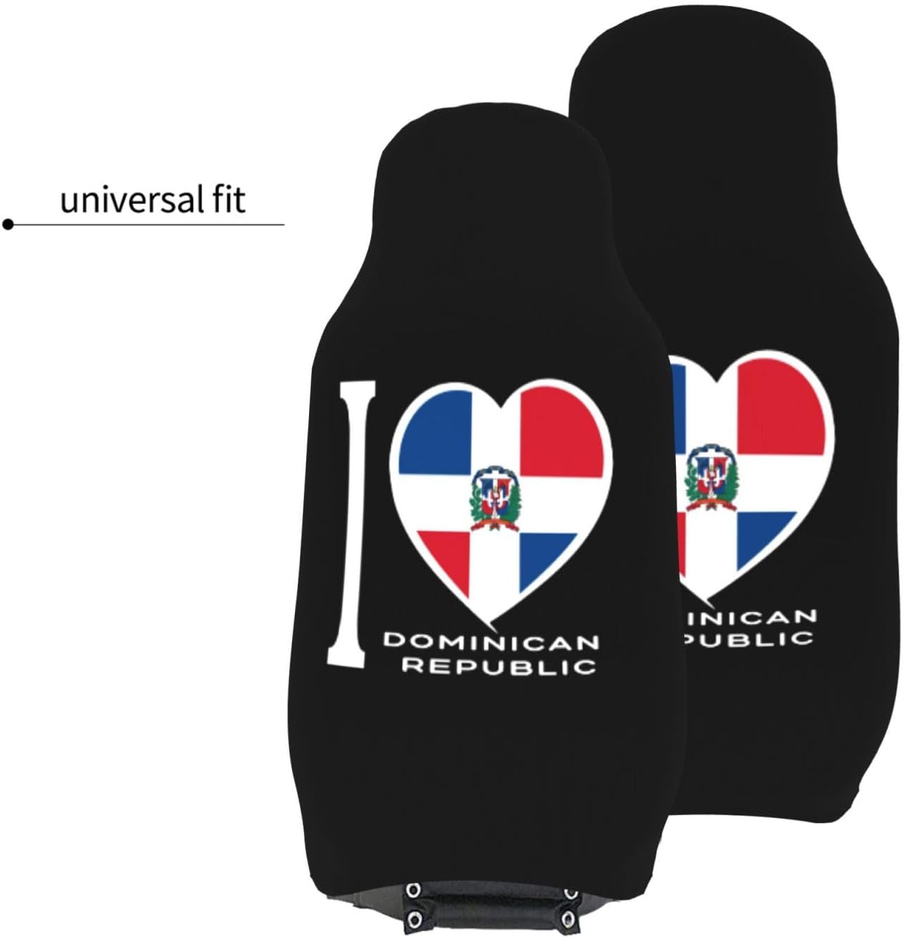I Love – Juego completo de 2 fundas universales para asientos delanteros de automóvil de República Dominicana, se adapta a la mayoría de