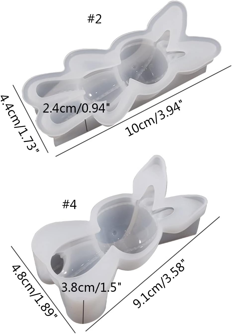 Moldes de resina de conejo 3D, 2 moldes de resina de conejo, moldes de silicona de conejo de Pascua para llavero colgante, joyería, manualidades de