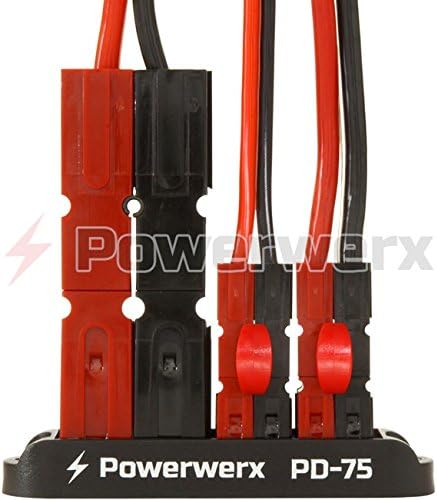 Powerwerx Bloque de distribución de 4 posiciones de entrada PD-75 75A para conectores Powerpole 153045A