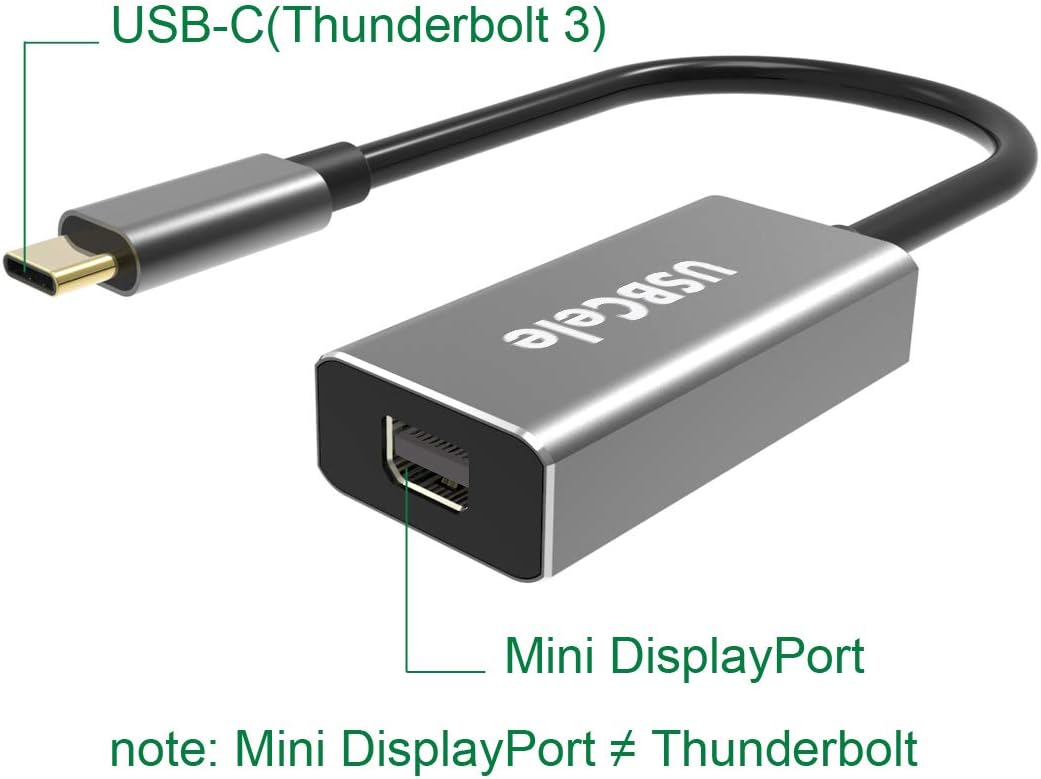 Adaptador USB-C a Mini DisplayPort, USB tipo C (Thunderbolt 3) a Mini DP 4K adaptador de cable para MacBook Pro, iMaciMac Pro, pantalla LED de cine