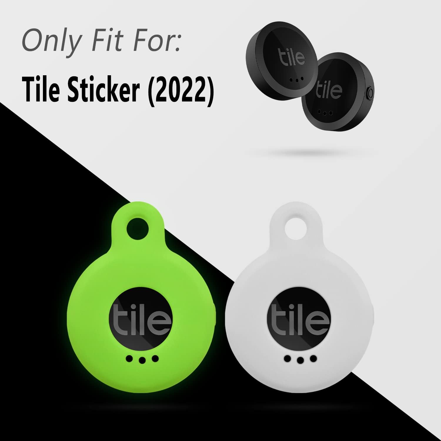 Geiomoo Funda de silicona compatible con adhesivo de azulejos 2022, funda protectora con mosquetón (paquete de 2 unidades, blanco + verde