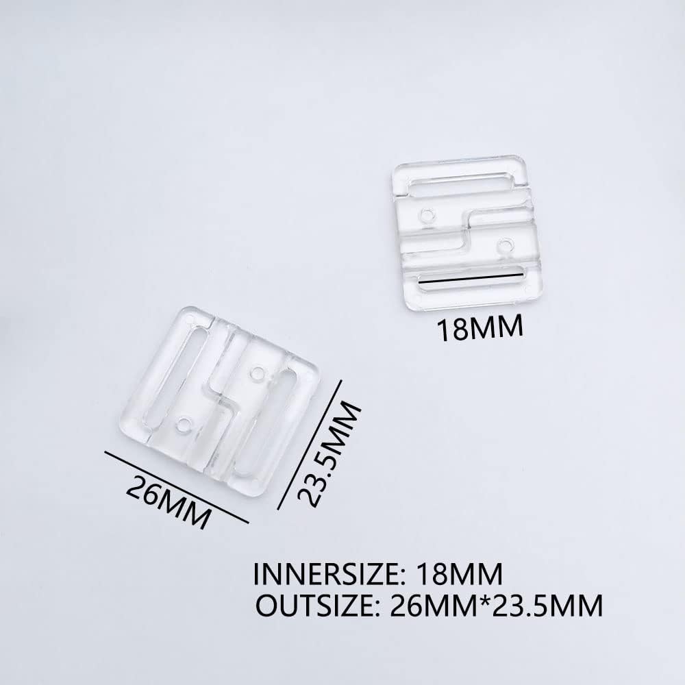 VEVESI Hebillas transparentes de plástico Gancho de cierre frontal, sujetadores de cierre de bikini, sujetador de traje de baño, suministros de
