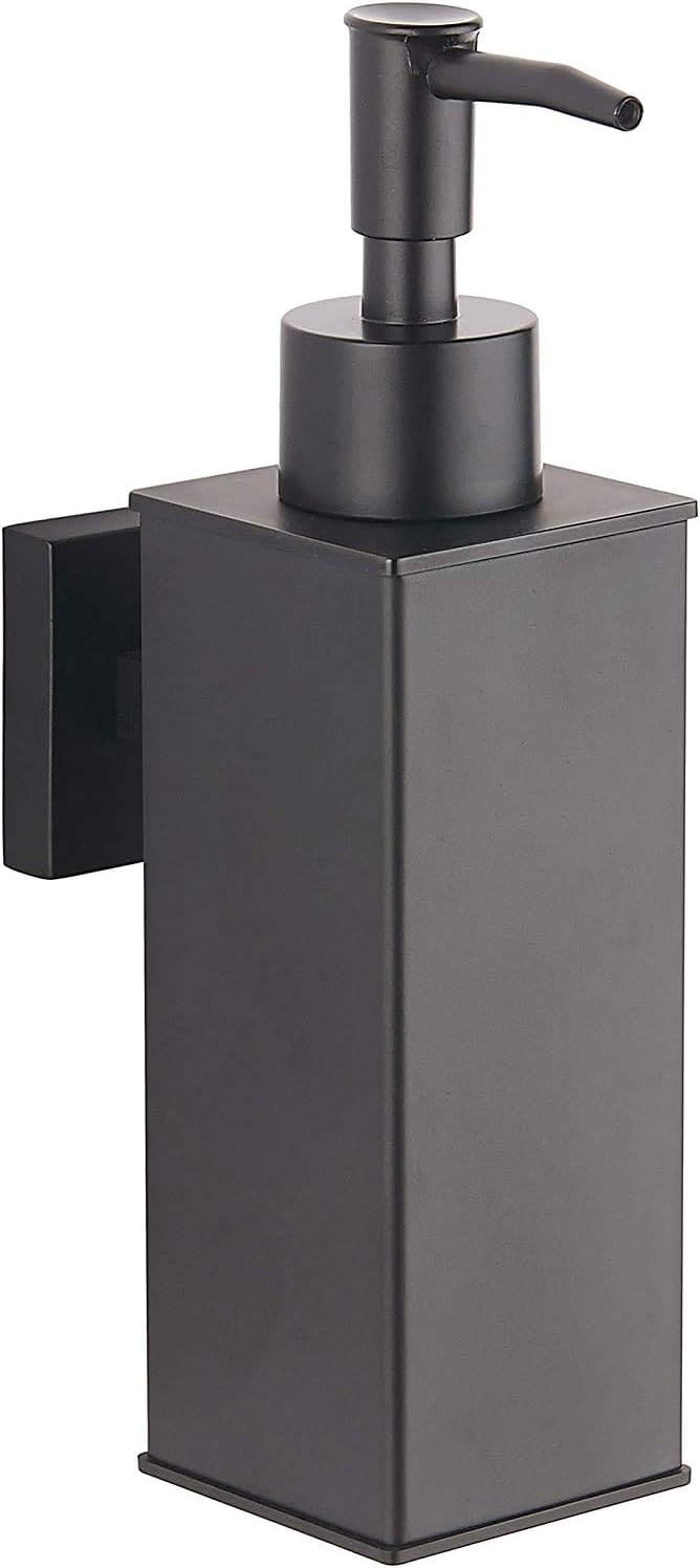 BGL Dispensador de jabón de acero inoxidable 304 para montaje en pared, dispensador de líquido y jabón para cocina y baño (negro, cuadrado)